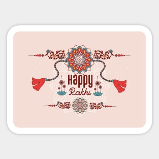 Happy Rakhi, Raksha Bandhan, red and teal Sticker